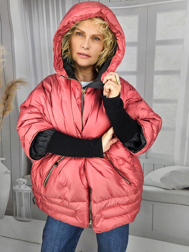 Women's insulated winter jacket with hood and welt IRINA