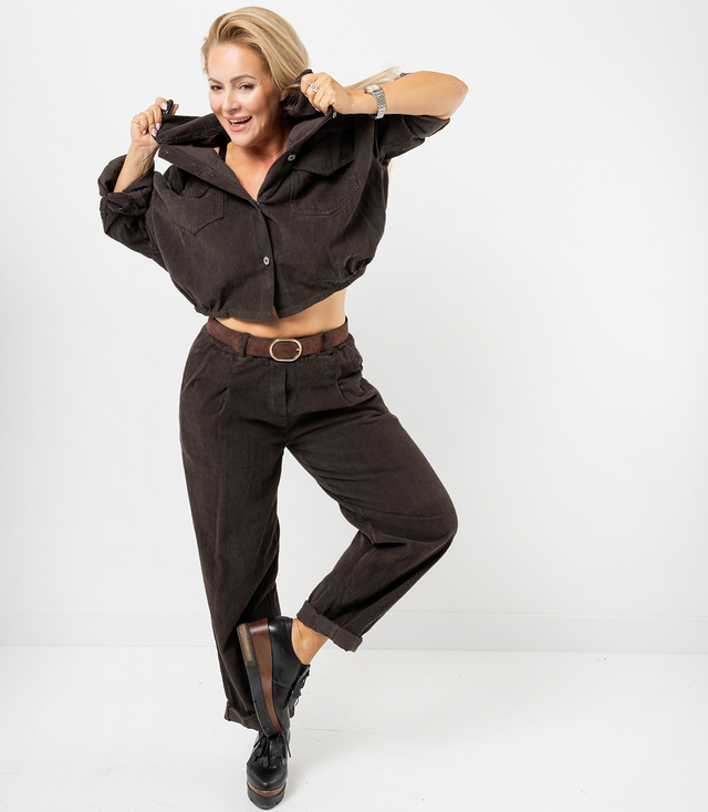Corduroy set pants with belt and jacket shirt CHICA