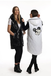 Mickey Mouse long quilted vest Hood