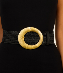 Braided women's belt with large buckle