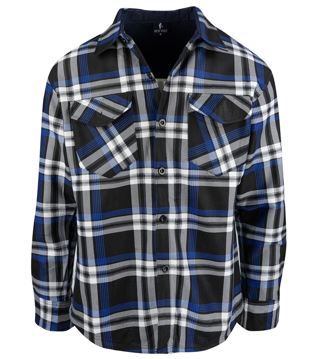 Warm men's checkered shirt with warming button-down classic