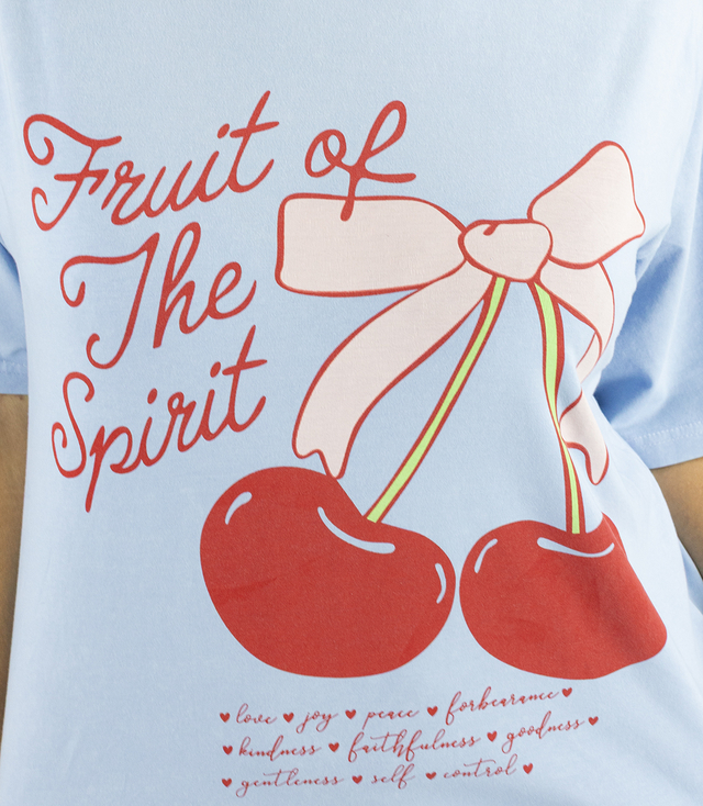 Długi damski T-shirt  tunika luźny fason nadruk z wiśniami SUMMER