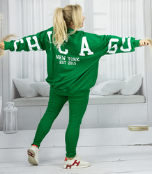 Women's tracksuit loose sweatshirt + ribbed leggings CHICAGO