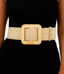 Braided women's belt with large buckle
