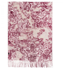 Women's scarf with floral motif and tassels elegant