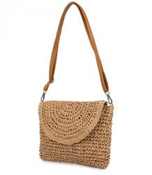 Stylish small raffia shoulder clutch bag with braided 2 straps