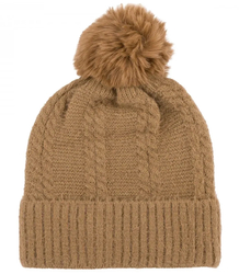 Warm women's cap with pom-pom and plaid autumn winter hat 