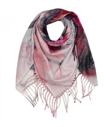 Elegant scarf large flowers with tassels