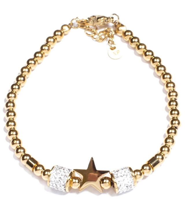Gold bracelet star balls zircons