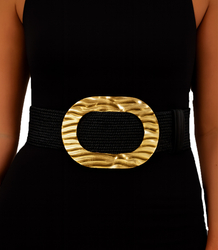 Braided women's belt with large buckle