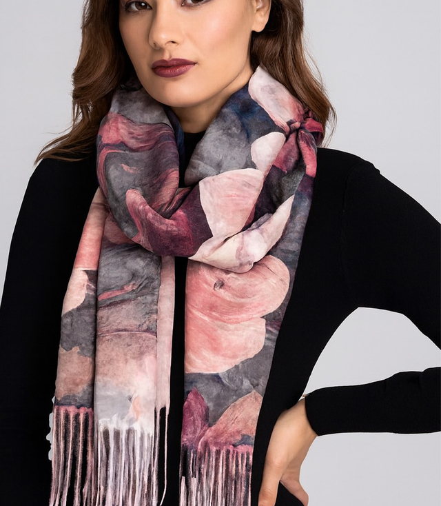 Square shawl scarf for women with tassels AGRAFKA