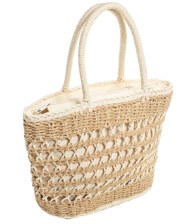 Medium basket, summer bag, stiff woven handbag