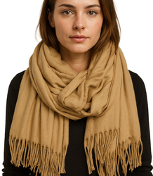 Soft large shawl with tassels uniform classic