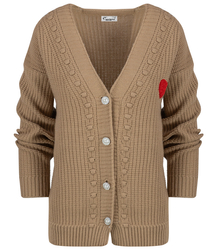 Warm and cozy women's sweater with decorative buttons and heart LOVE