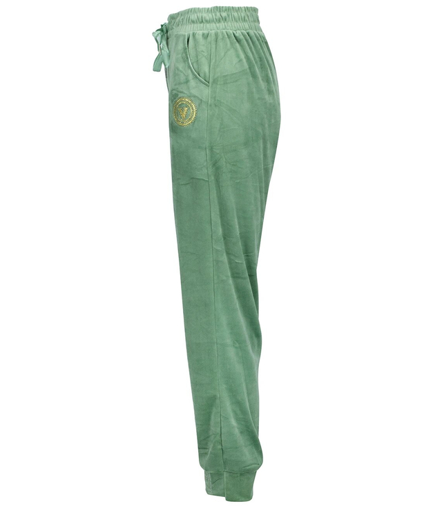 Velour sweatpants tied with decorative V WIKI