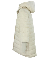 Warm quilted jacket with a drawstring hood and sleeves