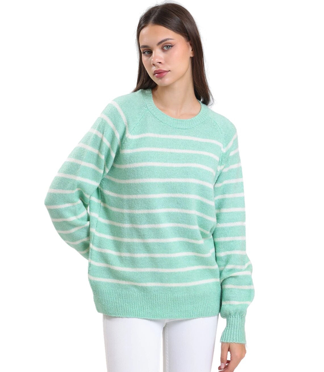 Warm women's fashionable striped sweater ANNA