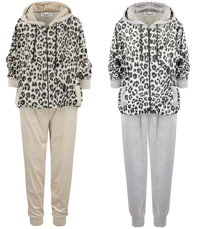 Tracksuit, pants, sweatshirt, velor set, leopard print LEA