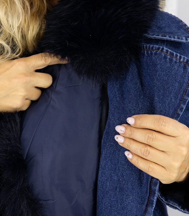 Denim jacket with sheepskin DENIM DIVA