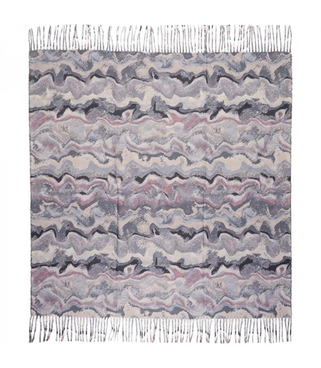 Wavy delicate pattern scarf with tassels