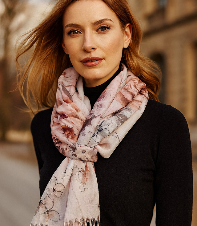 Women's floral pattern scarf 180x70