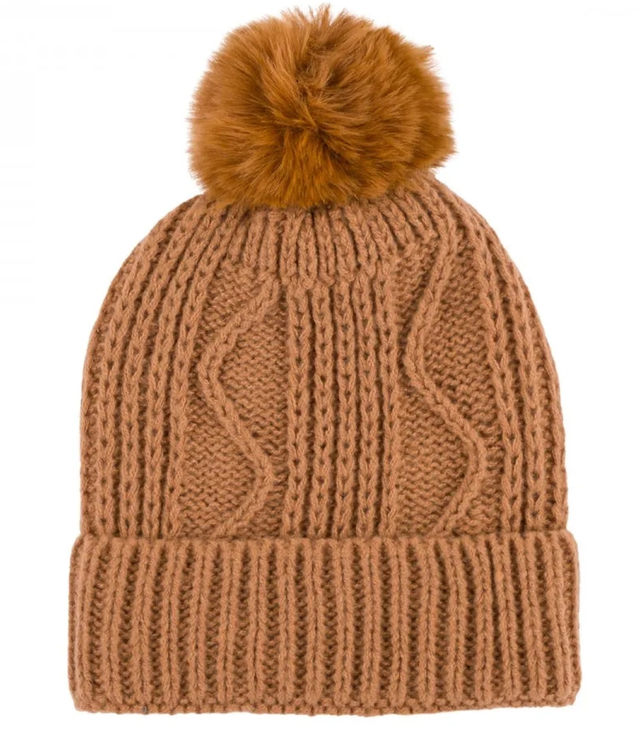 Warm women's beanie with pom-pom plaid autumn winter hat 