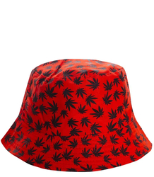 Reversible BUCKET HAT with leaves print