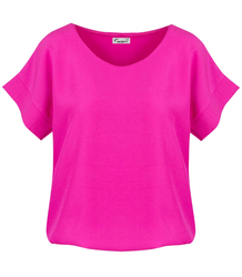 Elegant blouse with round neckline and elastic waistband INGA