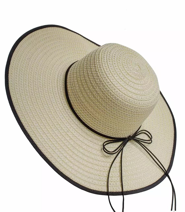 Elegant women's straw hat with a ribbon