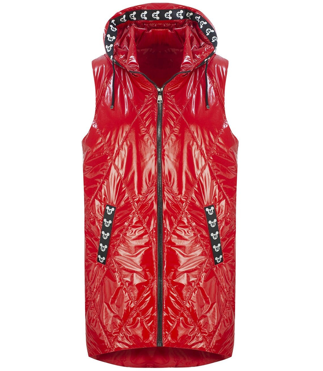 Mickey Mouse long quilted vest Hood