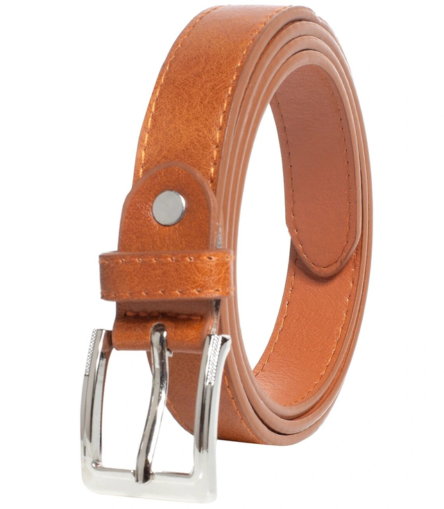 Smooth women's eco leather belt with silver buckle 2.3 cm