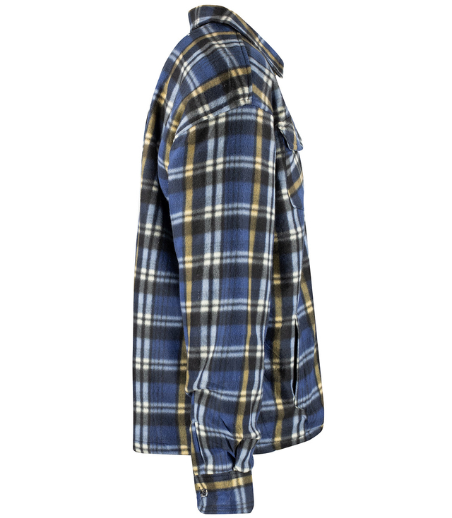 Warm fleece checked men's shirt insulated with faux fur