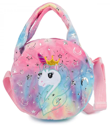 Children's round plush bag with unicorn