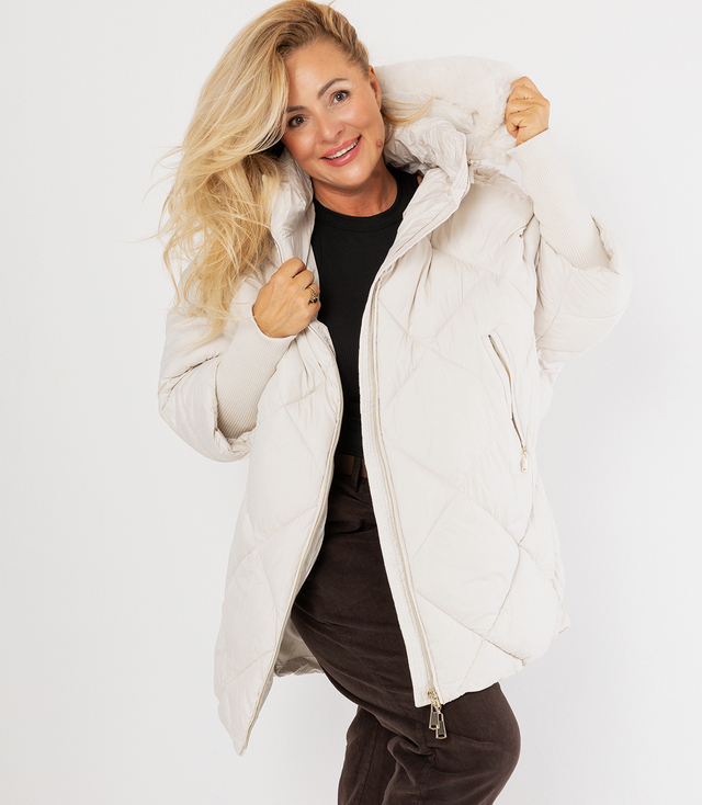 Kurtka zimowa oversize z kapturem i futerkiem NORDIC PUFF