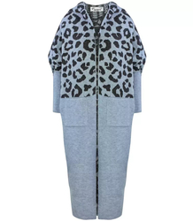 Long cardigan colorful leopard sweater with wool