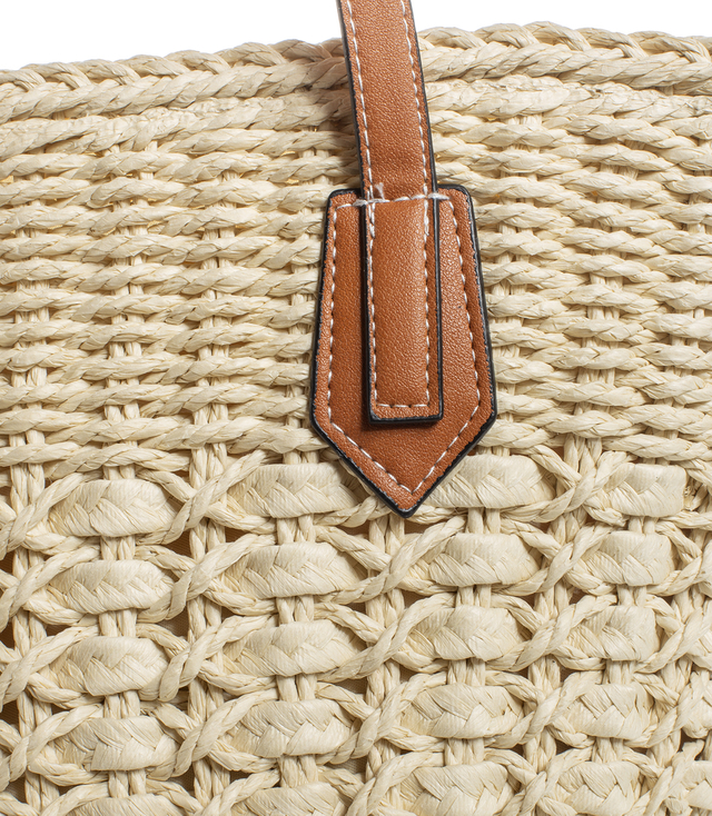 Medium basket, summer bag, stiff handbag, woven eco-leather handles