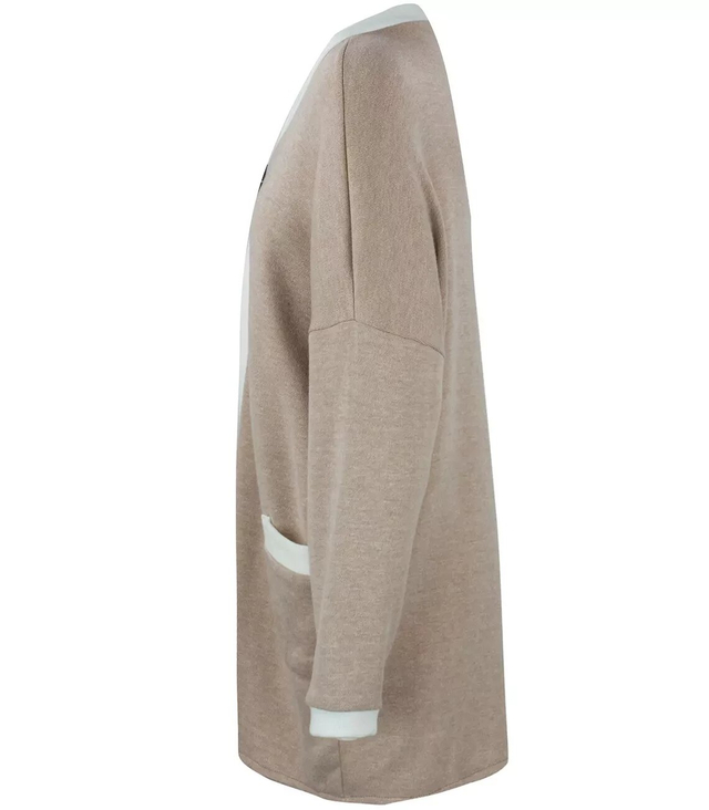 Cardigan straight sweater with white piping LUCY
