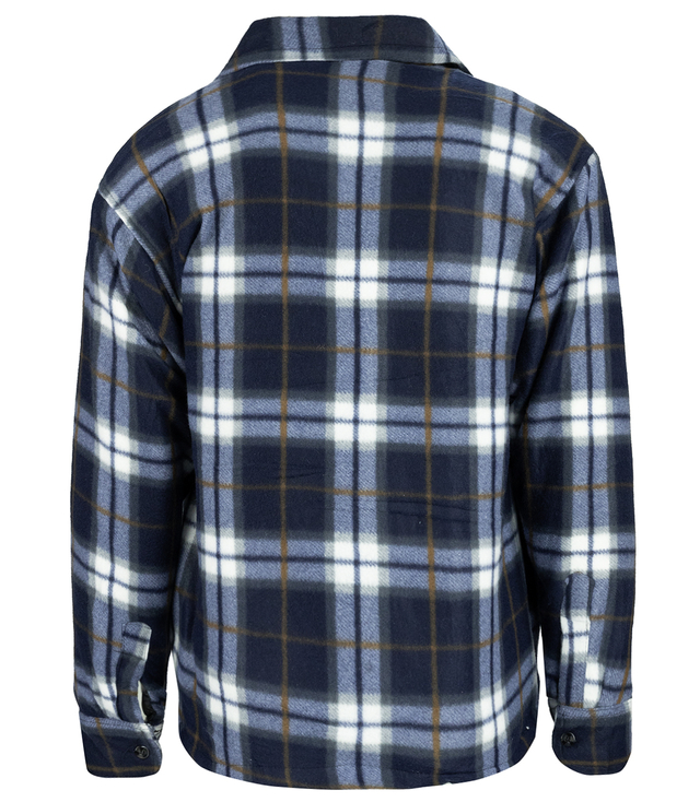 Warm fleece checked men's shirt insulated with faux fur