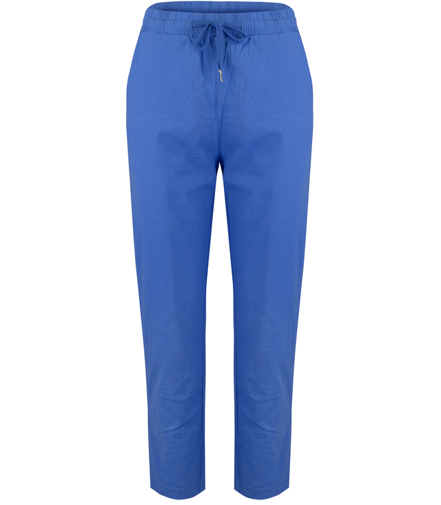 Women's trousers made of delicate cotton, tapered, tied at the waist LENA