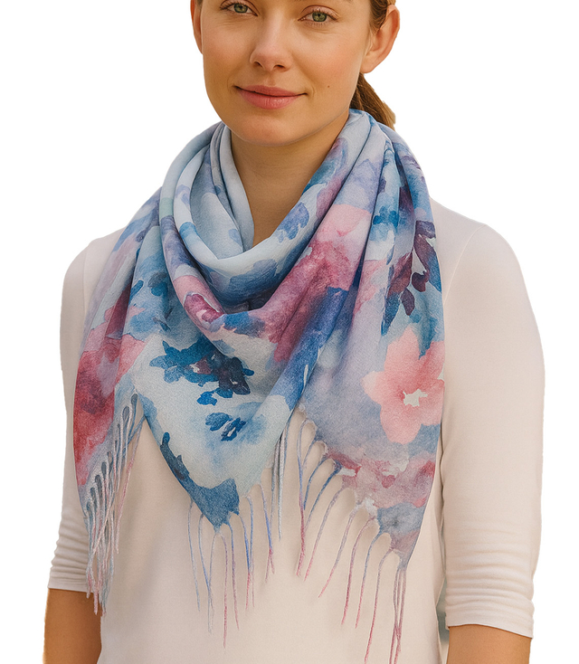 Women's scarf with floral pattern 100x100