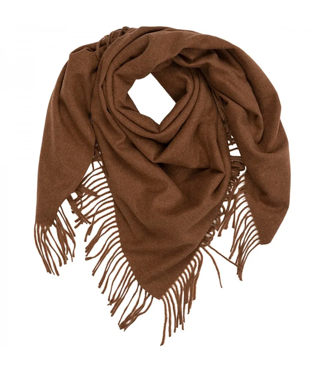One-color shawl shlik scarf with fringe GRACE