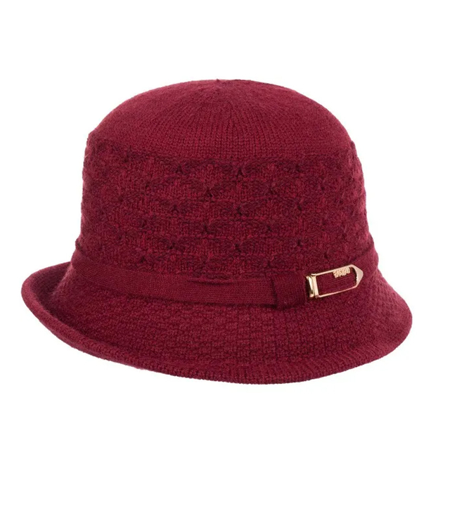 Women's hat with decorative strap and buckle