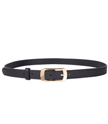 Smooth women's eco leather belt with gold buckle 2 cm