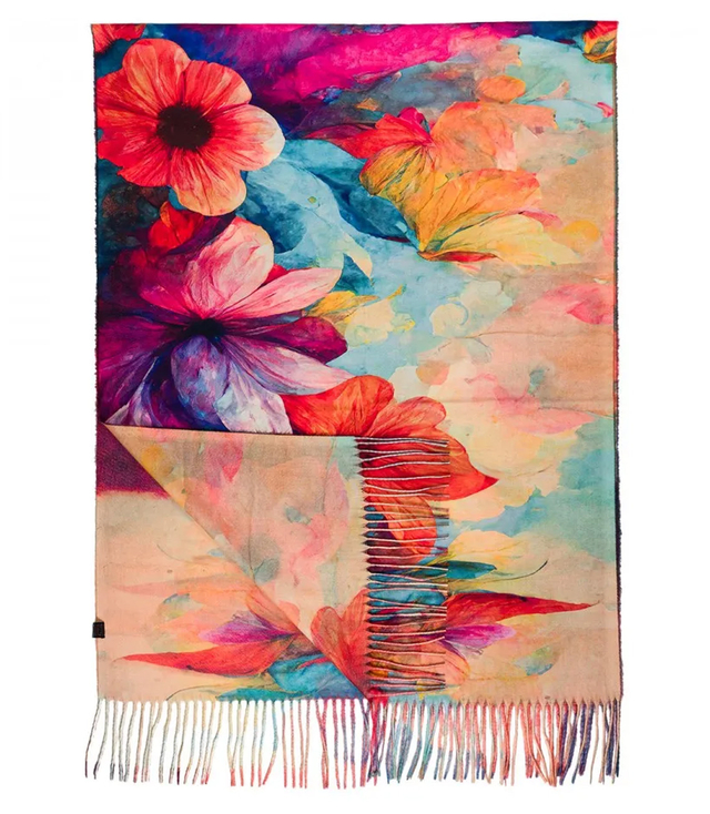 Square shawl scarf for women with tassels AGRAFKA