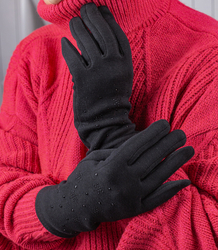 Women's insulated gloves Touch Five-fingered with rhinestones