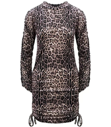 Velor mini dress with ruffle print