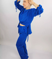 Tracksuit flared pants sweatshirt fitted set