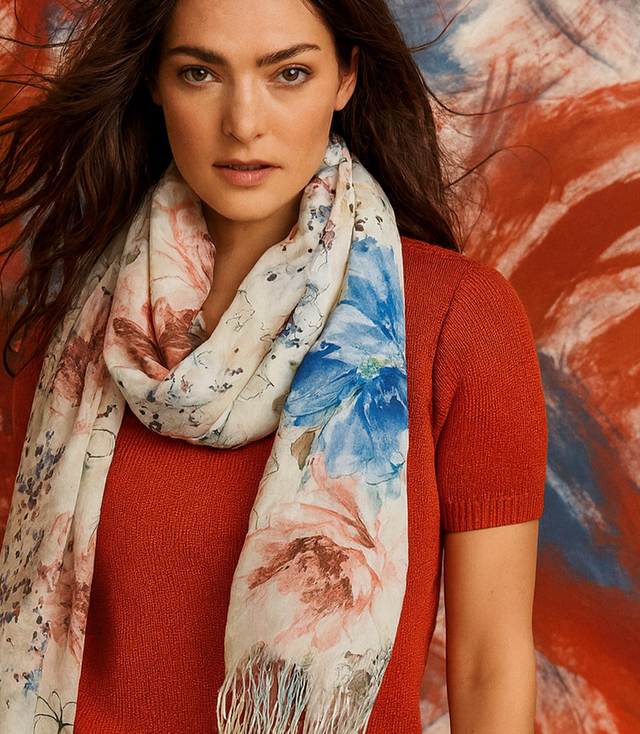 Women's floral pattern scarf 180x70