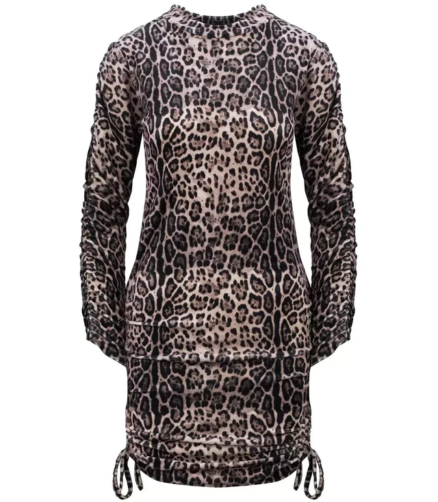 Velor mini dress with ruffle print