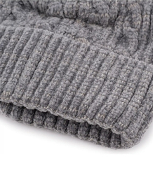 Warm women's cap with pom-pom autumn winter monochrome hat